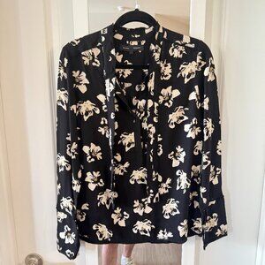 Proenza Schouler Floral Long Sleeve Blouse Size Black Cream White Size 2